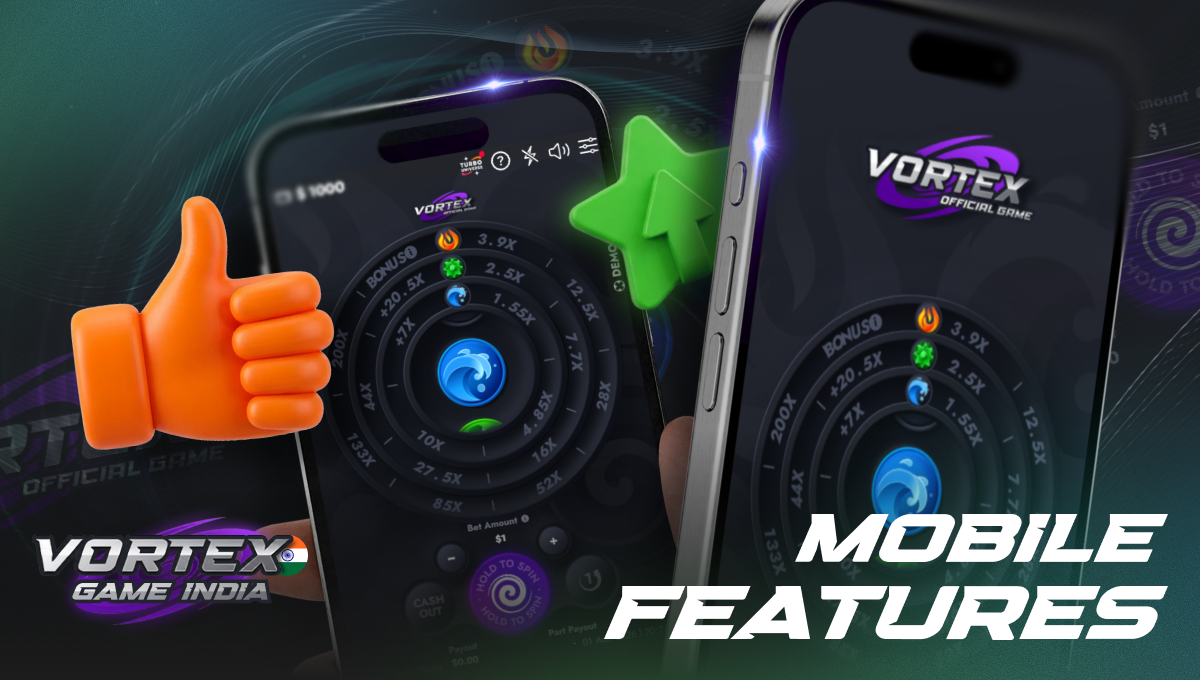 Vortex game India app features with mobile controls and smart tools